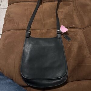 Black Leather Shoulder Bag coach